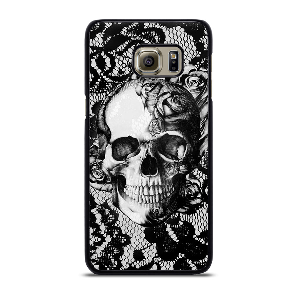 Skull On Black Lace Samsung Galaxy S6 Edge Plus Case