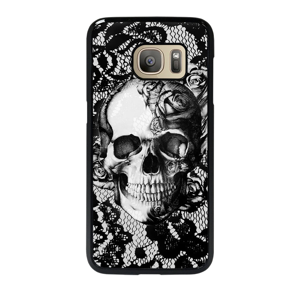 Skull On Black Lace Samsung Galaxy S7 Case