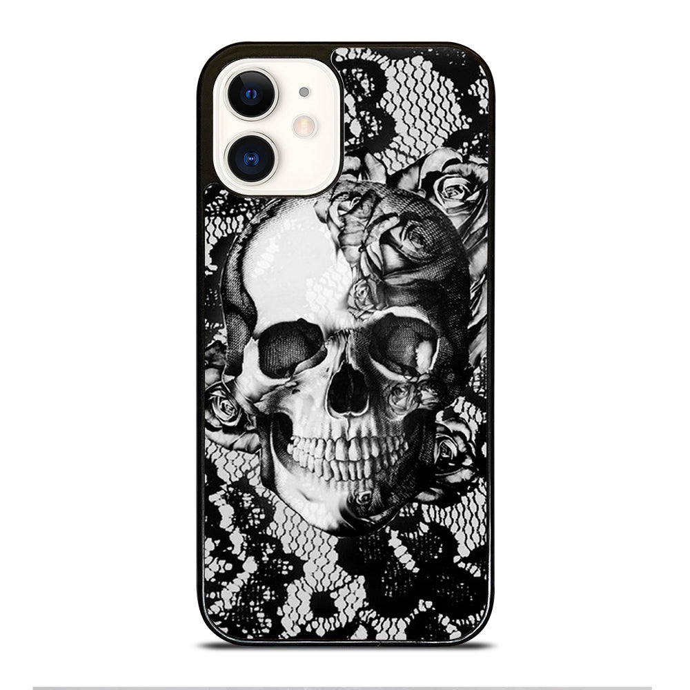 Skull On Black Lace iPhone 12 Case