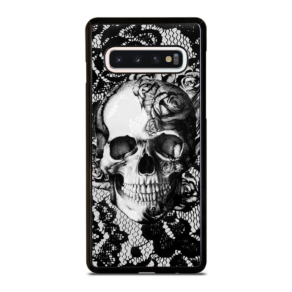 Skull On Black Lace Samsung Galaxy S10 Case