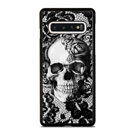 Skull On Black Lace Samsung Galaxy S10 Case