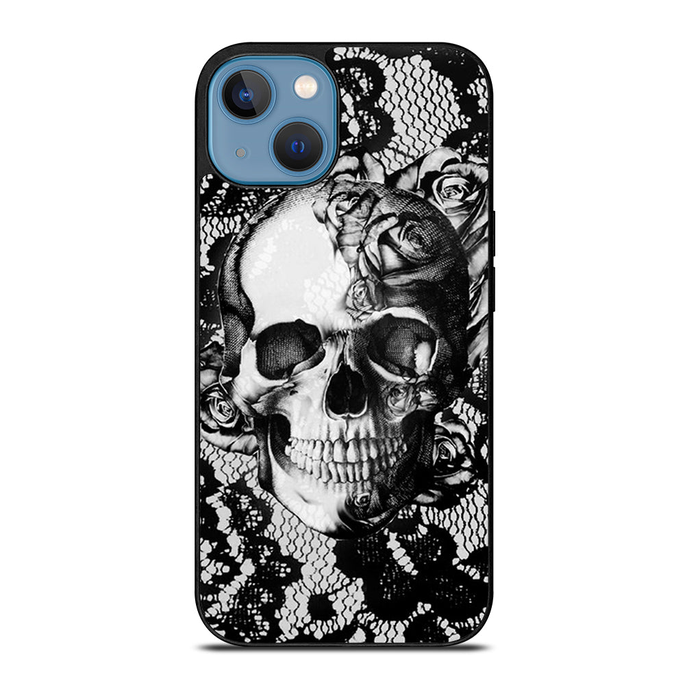 Skull On Black Lace iPhone 13 Case