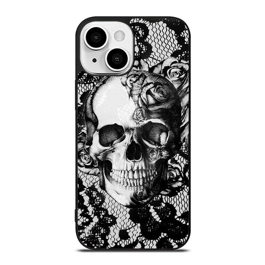 Skull On Black Lace iPhone 13 Mini Case