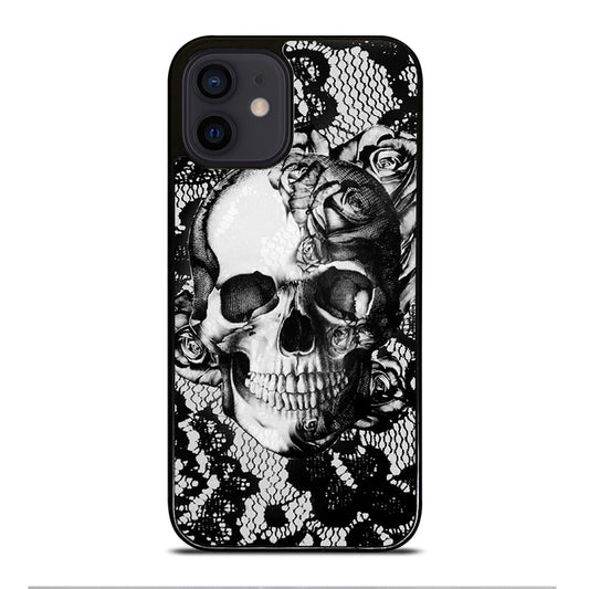 Skull On Black Lace iPhone 12 Mini Case