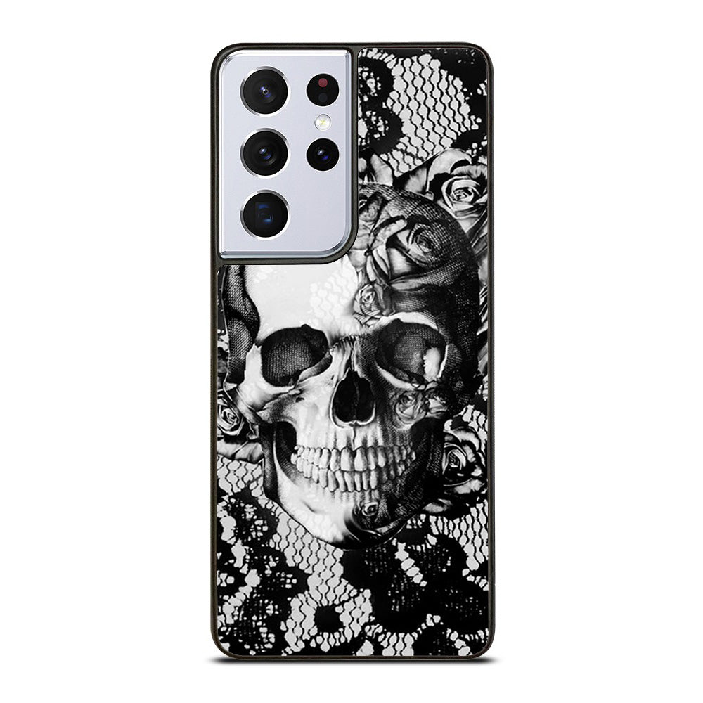 Skull On Black Lace Samsung Galaxy S21 Ultra 5G Case