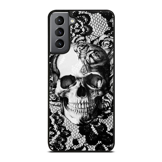 Skull On Black Lace Samsung Galaxy S21 Plus 5G Case
